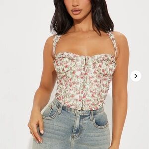 Bouquet Of Roses Corset - Cream/combo